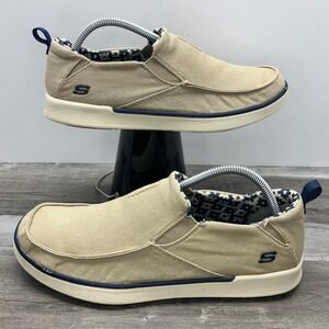 Skechers Mens Classic Fit Memory Foam Slip On Loafers Tan Navy 65029 Size 9.5